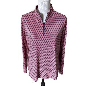 IBKUL Womens Golf Top Athletic Shirt Stars and Stripes USA Xlarge Red White Blue